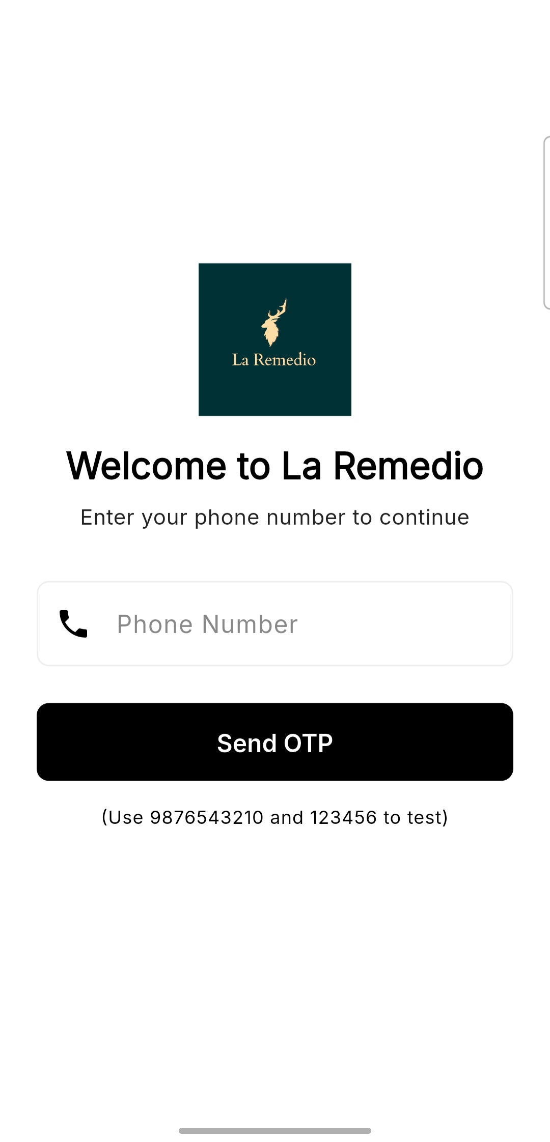 La Remedio business app access screen
